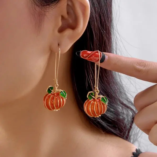 Halloween Pumpkin Drop Earrings