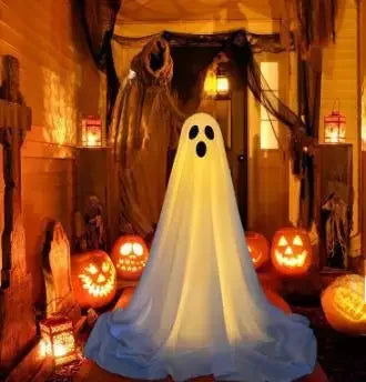 2Packs Halloween Decorations Outdoor,Halloweens Party Decoration Indoor,Spooky Ghost with Remote Control String Lights,Halloween-Ghost Lights for Porches Yards Gardens Lawn