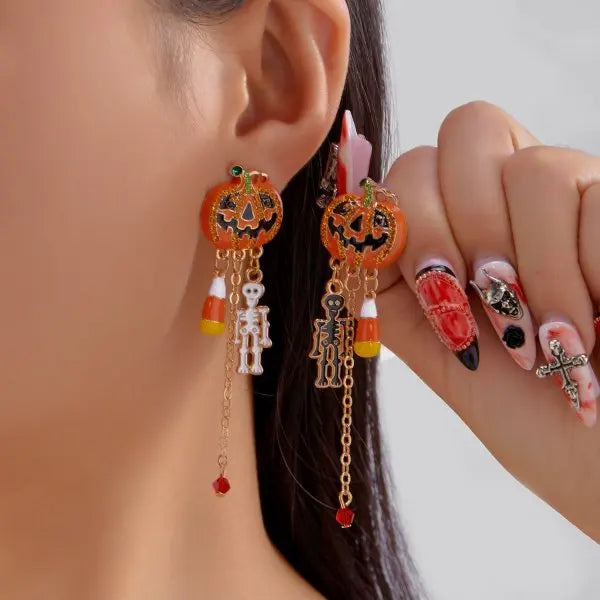 Halloween Pumpkin Drop Earrings