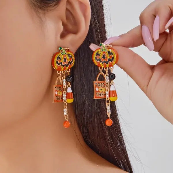 Halloween Pumpkin Drop Earrings
