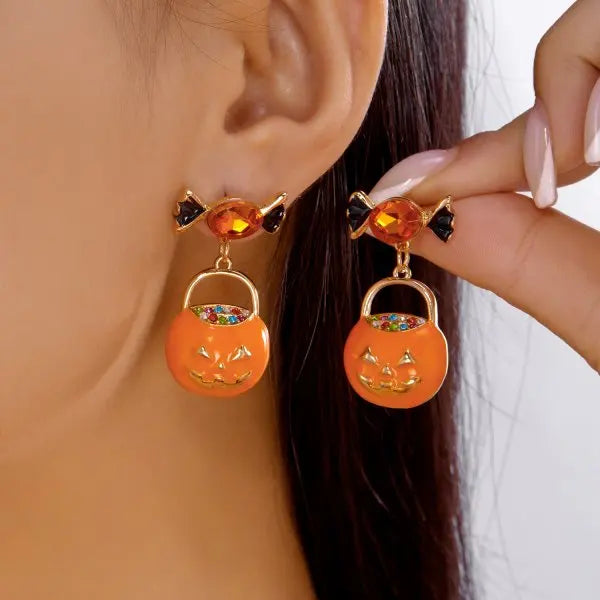Halloween Pumpkin Drop Earrings